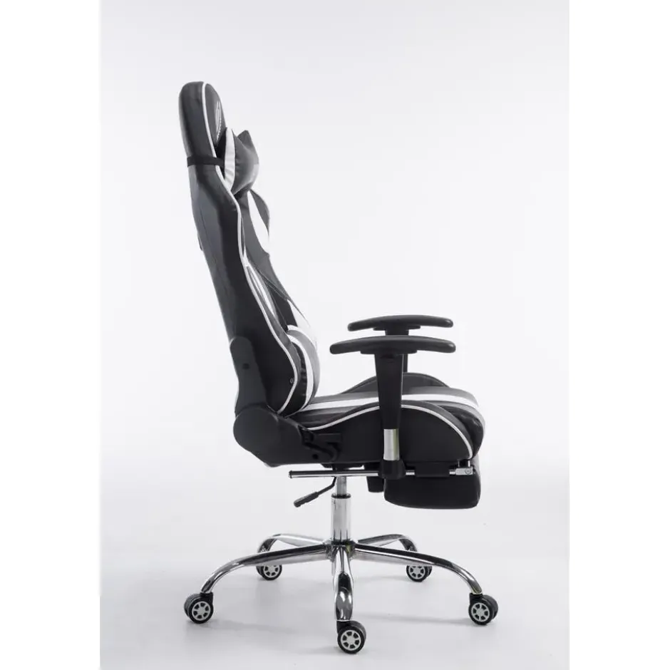 CLP Bureaustoel Limit zwart Frame - Kunstleer - zwart/wit