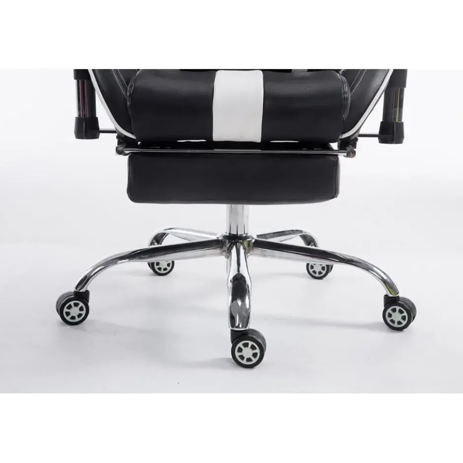 CLP Bureaustoel Limit zwart Frame - Kunstleer - zwart/wit