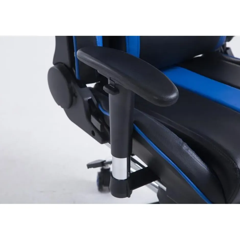CLP Bureaustoel Limit zwart Frame - Kunstleer - zwart/blauw