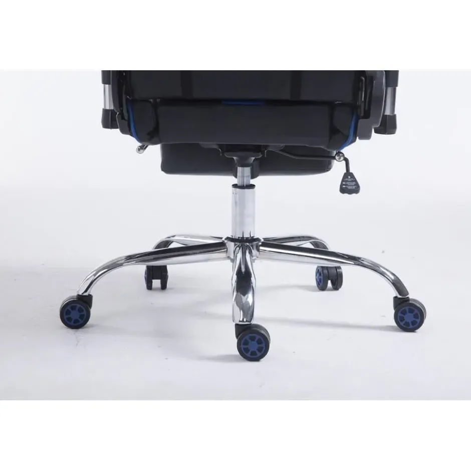 CLP Bureaustoel Limit zwart Frame - Kunstleer - zwart/blauw