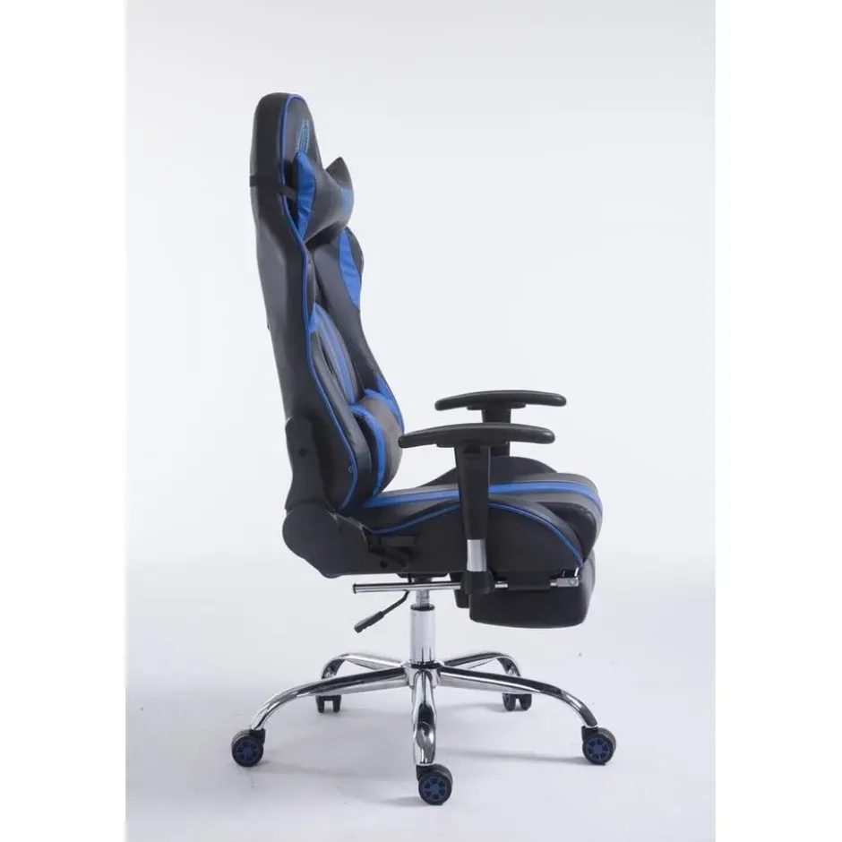 CLP Bureaustoel Limit zwart Frame - Kunstleer - zwart/blauw