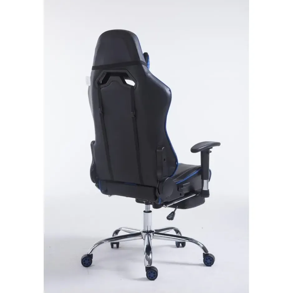 CLP Bureaustoel Limit zwart Frame - Kunstleer - zwart/blauw