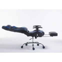 CLP Bureaustoel Limit zwart Frame - Kunstleer - zwart/blauw