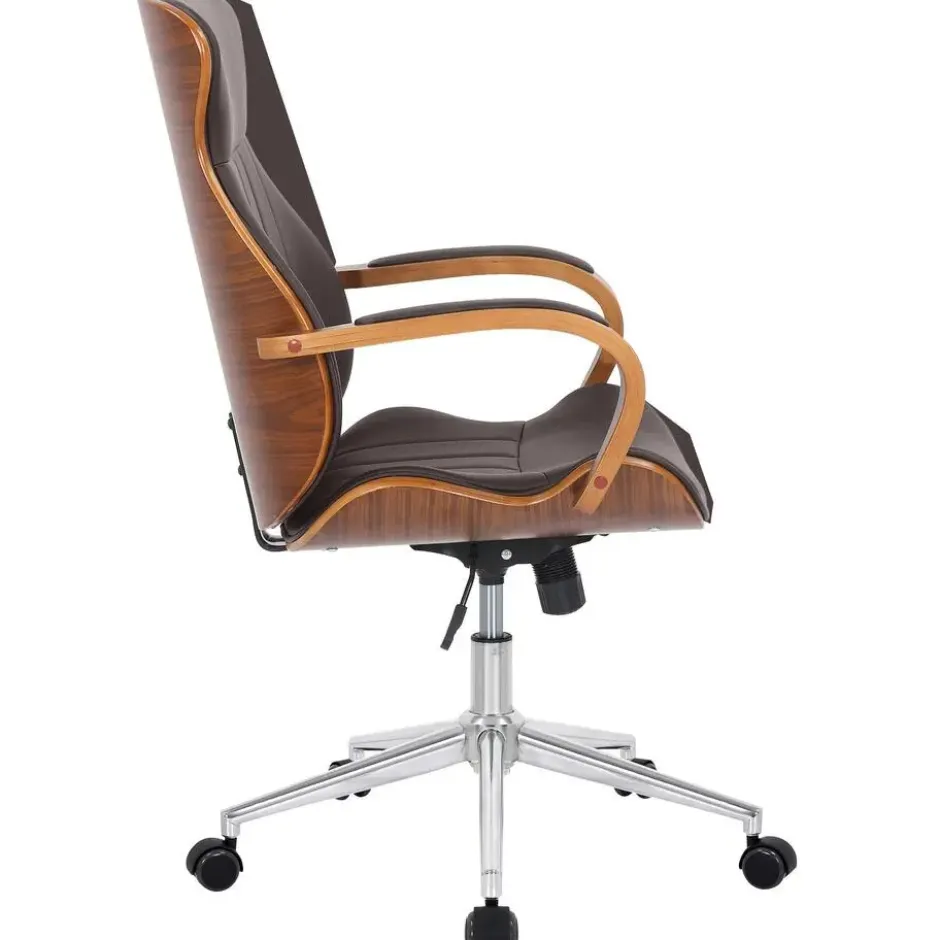 CLP Bureaustoel Melilla chroom Frame - Kunstleer - walnoot/bruin