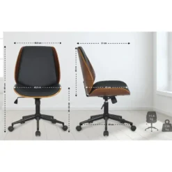 CLP Bureaustoel Mitch zwart Frame - Kunstleer (PVC) - walnoot/zwart