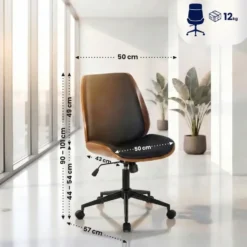 CLP Bureaustoel Mitch zwart Frame - Kunstleer (PVC) - walnoot/zwart