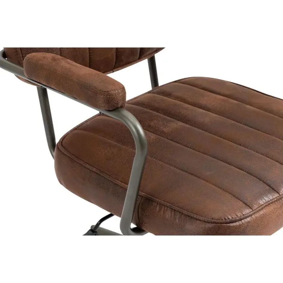 CLP Bureaustoel Natrona zwart Frame - Kunstleer - cognac