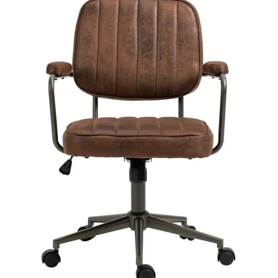 CLP Bureaustoel Natrona zwart Frame - Kunstleer - cognac