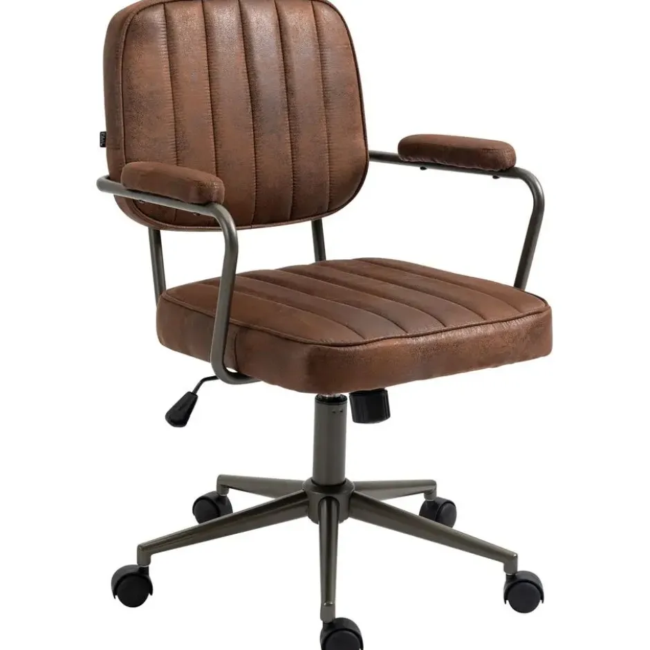 CLP Bureaustoel Natrona zwart Frame - Kunstleer - cognac