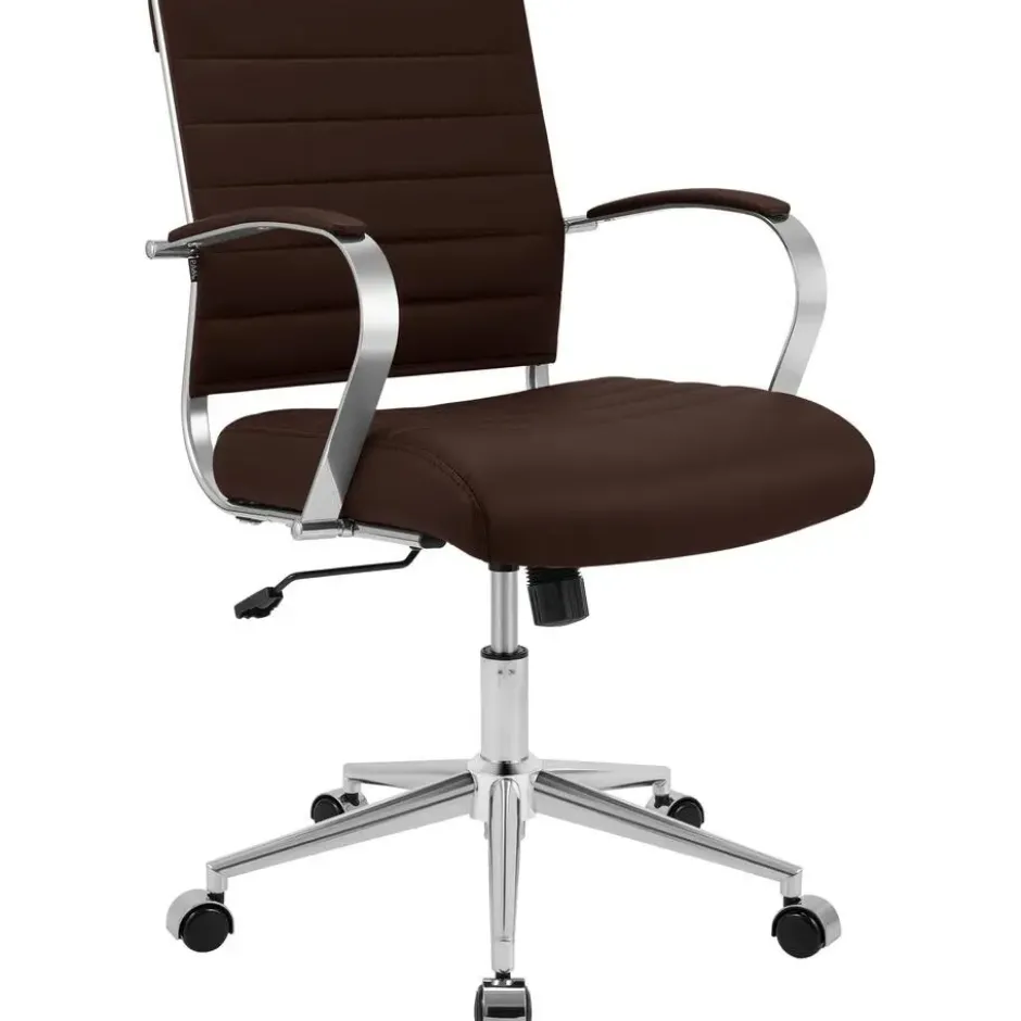 CLP Bureaustoel Oakland chroom Frame - Kunstleer - bruin