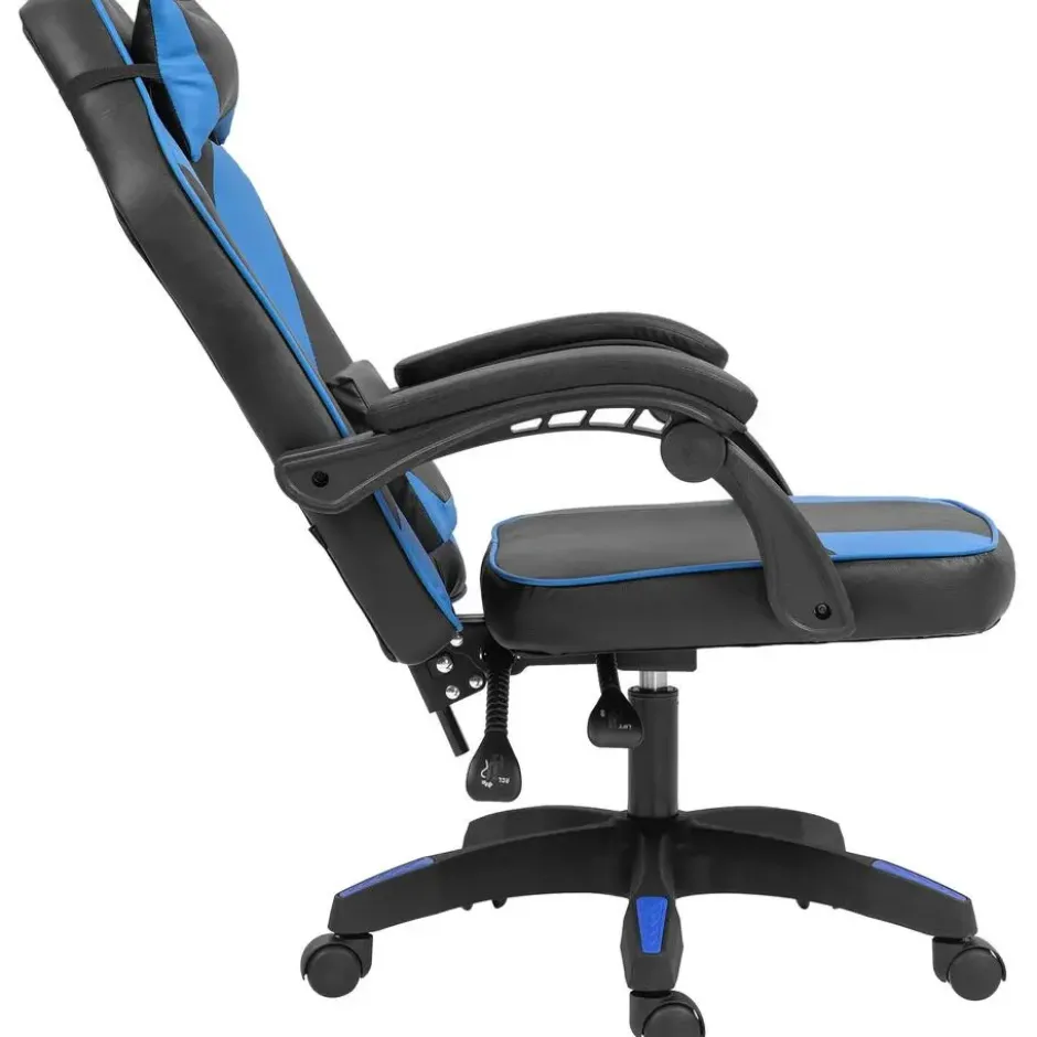 CLP Bureaustoel Orkney zwart Frame - Kunstleer - zwart/blauw