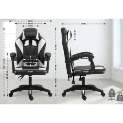 CLP Bureaustoel Orkney zwart Frame - Kunstleer - zwart/wit