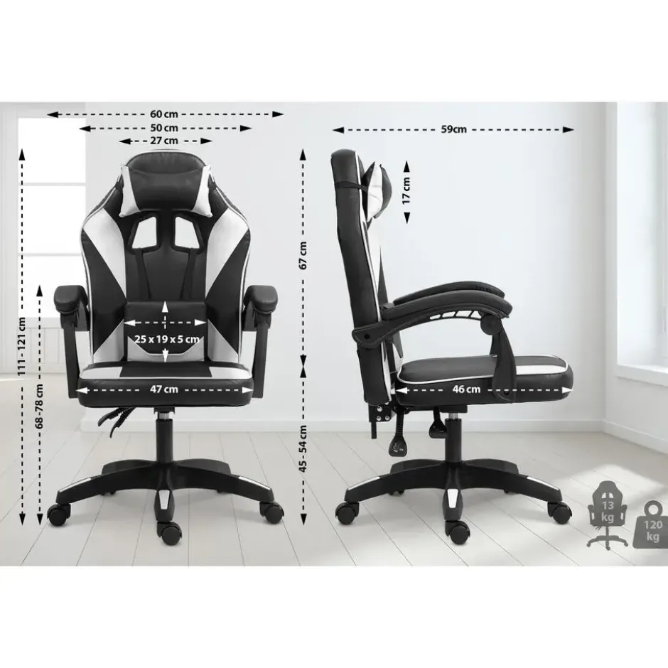 CLP Bureaustoel Orkney zwart Frame - Kunstleer - zwart/wit