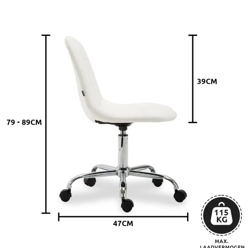 CLP Bureaustoel Reims chroom Frame - Kunstleer - wit