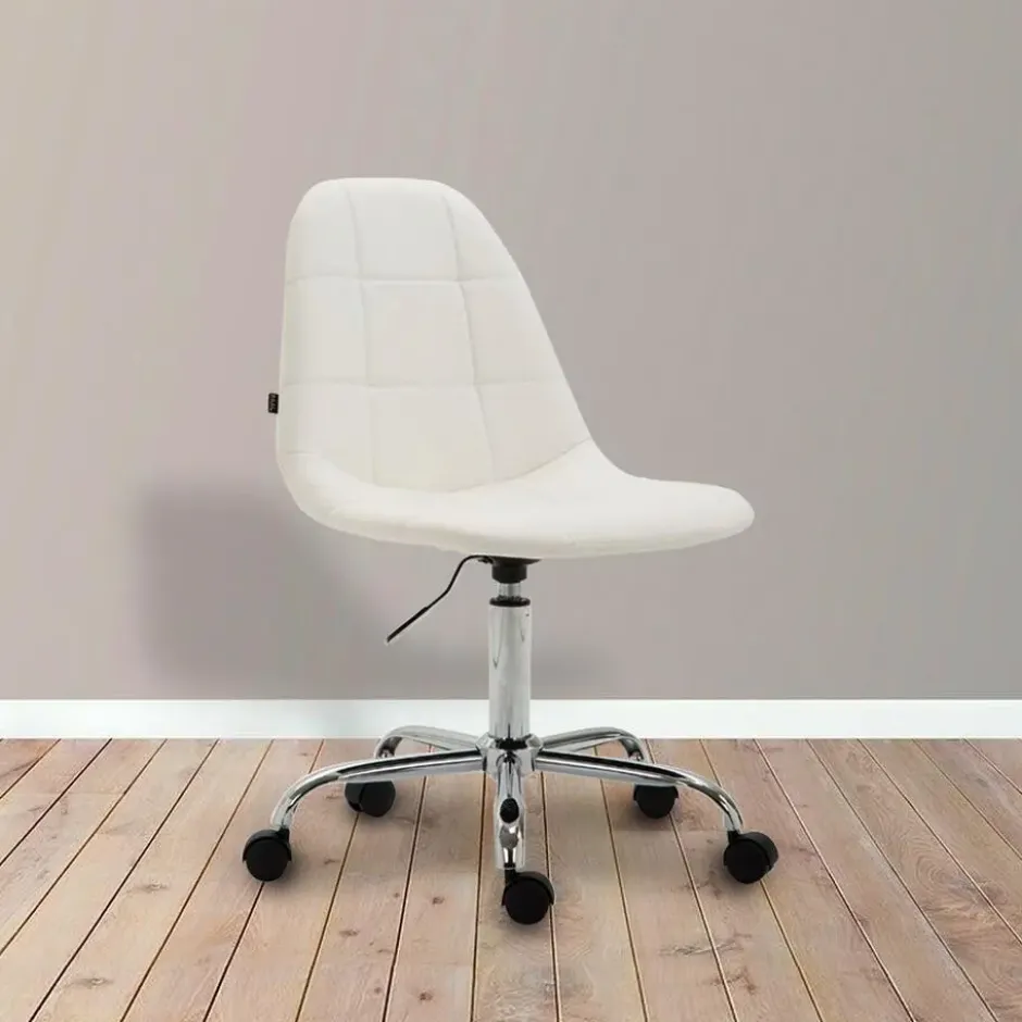 CLP Bureaustoel Reims chroom Frame - Kunstleer - wit