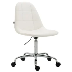 CLP Bureaustoel Reims chroom Frame - Kunstleer - wit