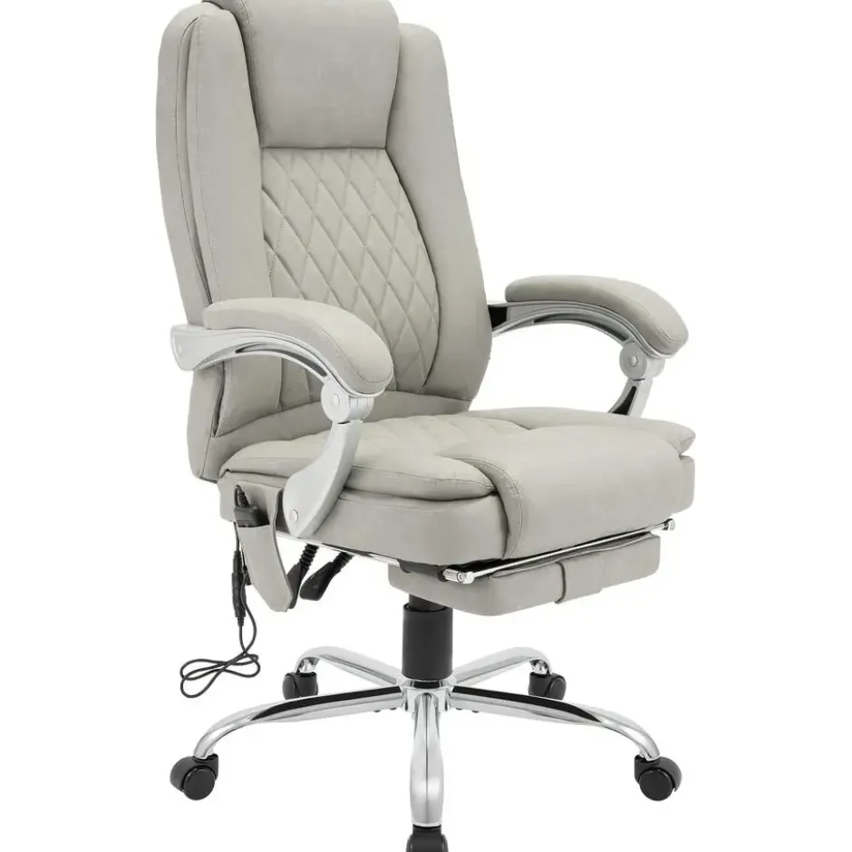 CLP Bureaustoel Rubia chroom Frame - Kunstleer - grijs