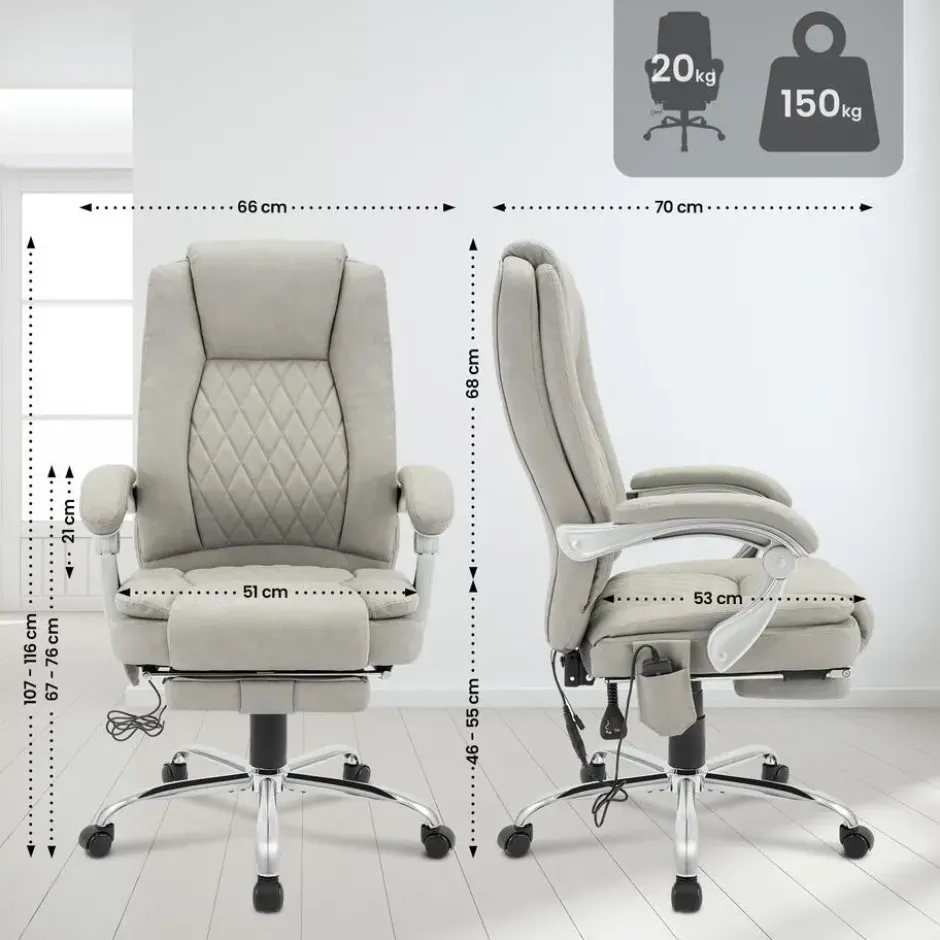 CLP Bureaustoel Rubia chroom Frame - Kunstleer - grijs
