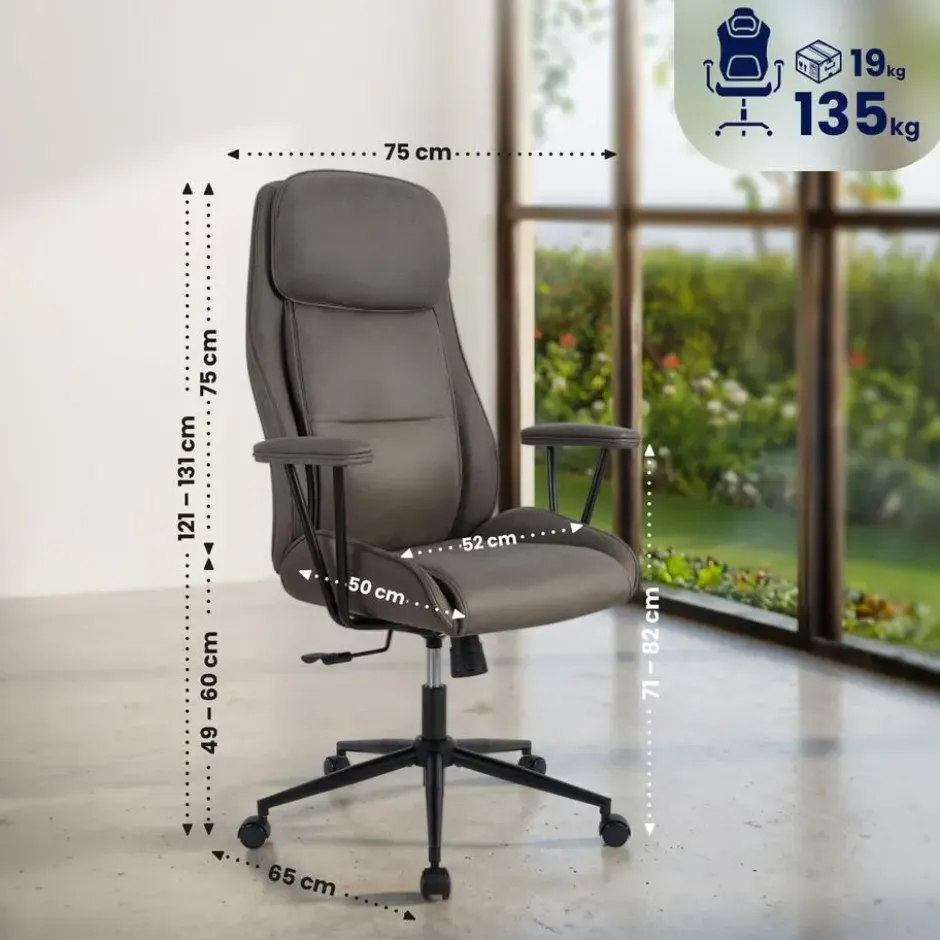 CLP Bureaustoel Siddar zwart Frame - Kunstleer - antiek/grijs