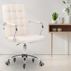 CLP Bureaustoel Terni chroom Frame - Stof - creme
