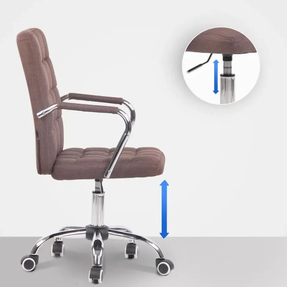 CLP Bureaustoel Terni chroom Frame - Stof - bruin
