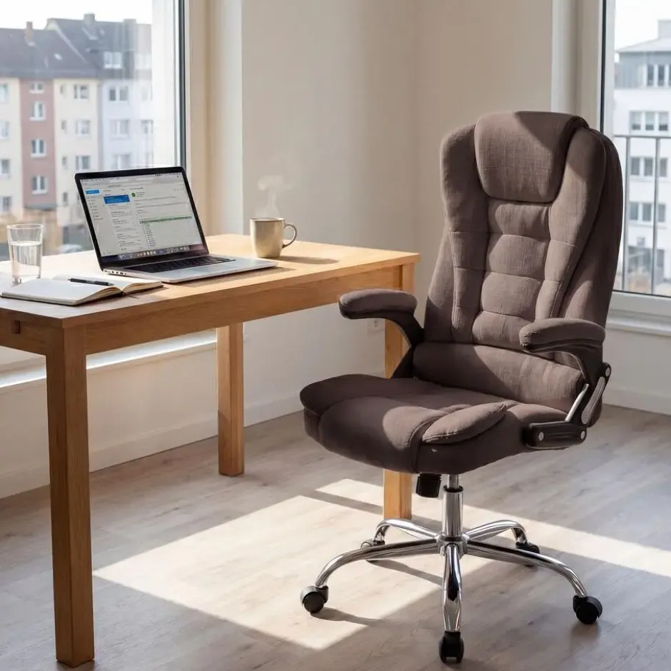 CLP Bureaustoel Thor chroom Frame - Stof - bruin