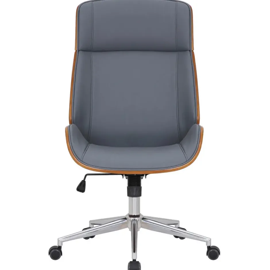 CLP Bureaustoel Varel chroom Frame - Kunstleer - walnoot/grijs