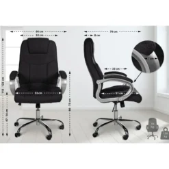 CLP Bureaustoel XL Apoll chroom Frame - Stof - zwart