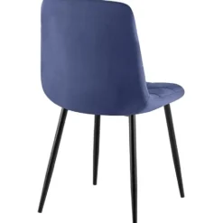 CLP Eetkamerstoel Antibes zwart Frame - Fluweel - blauw