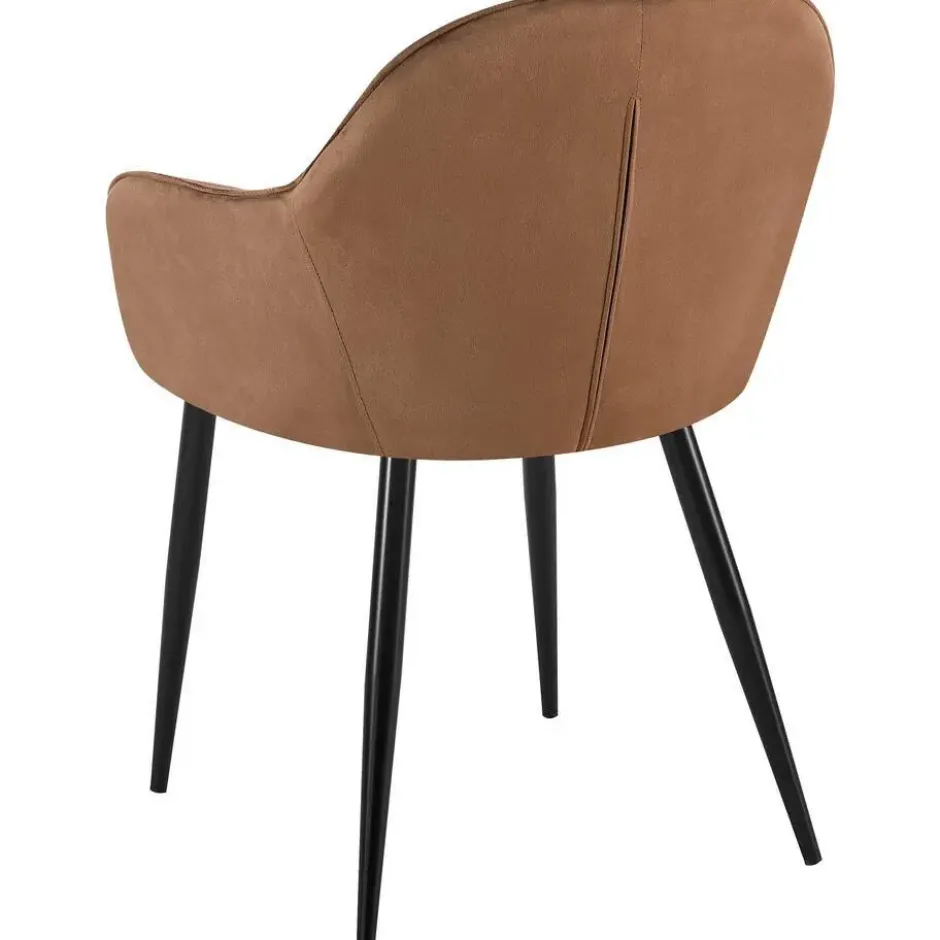 CLP Eetkamerstoel Boise mat zwart Frame - Fluweel - bruin