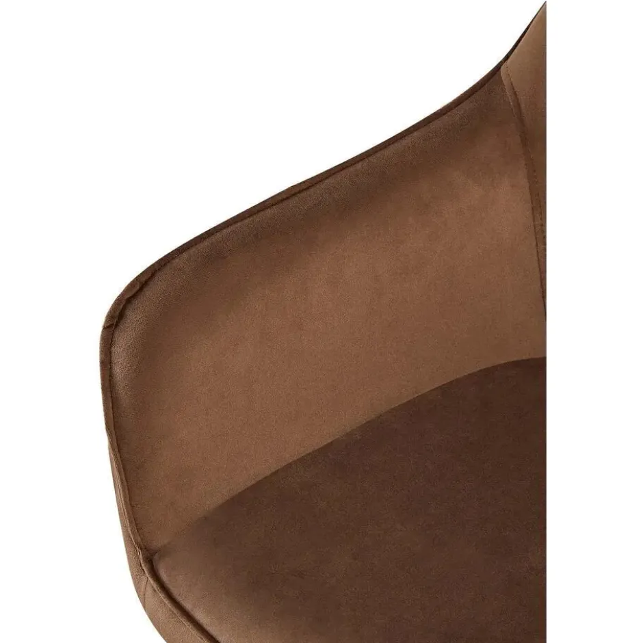 CLP Eetkamerstoel Boise mat zwart Frame - Fluweel - bruin