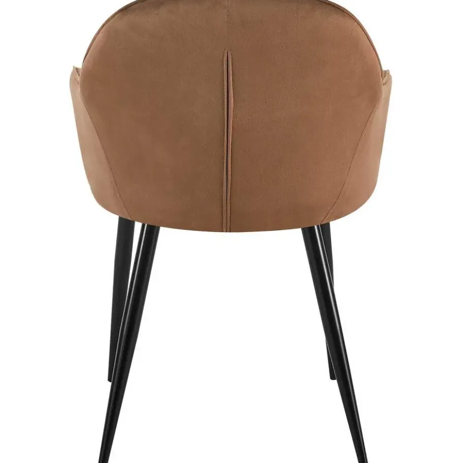 CLP Eetkamerstoel Boise mat zwart Frame - Fluweel - bruin