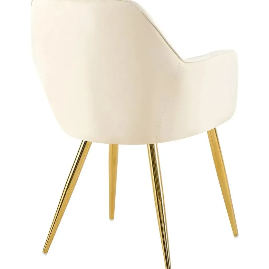 CLP Eetkamerstoel Cheryl goud Frame - Fluweel - creme