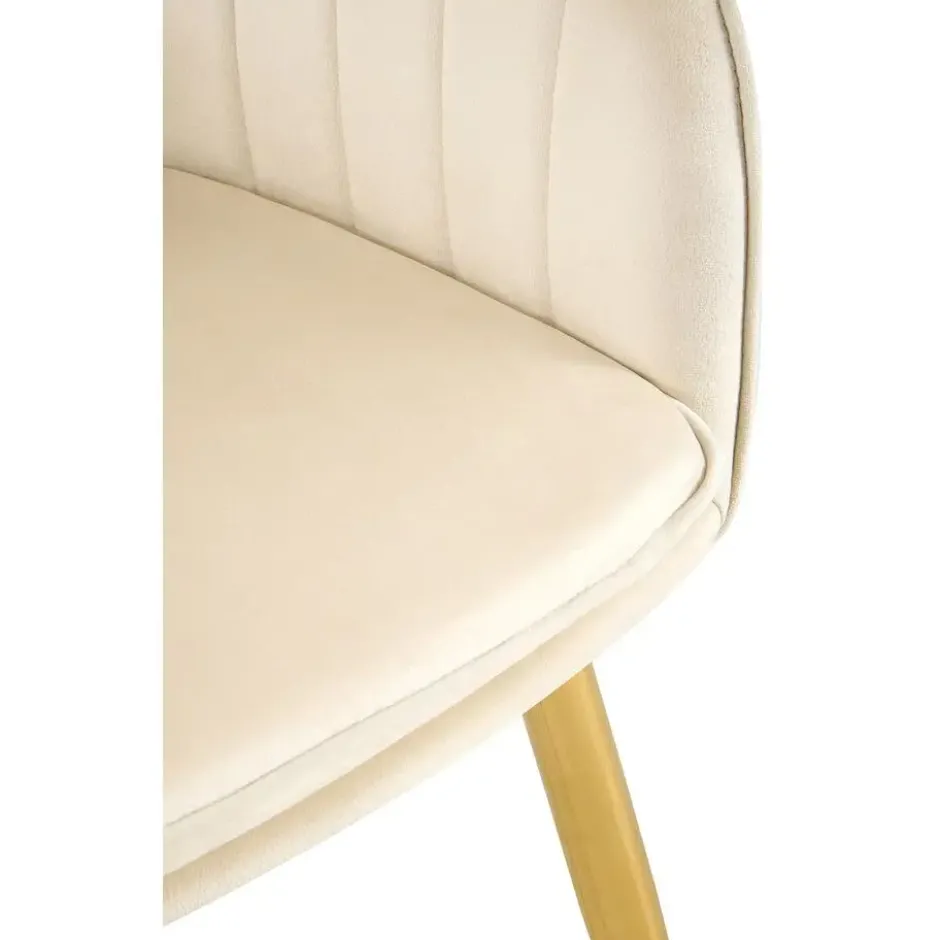CLP Eetkamerstoel Cheryl goud Frame - Fluweel - creme