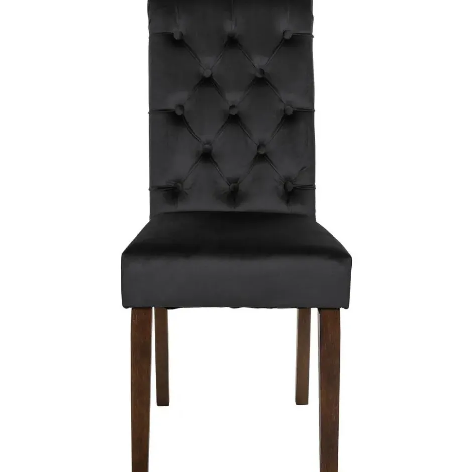 CLP Eetkamerstoel Lisburn walnoot Frame - Fluweel - zwart