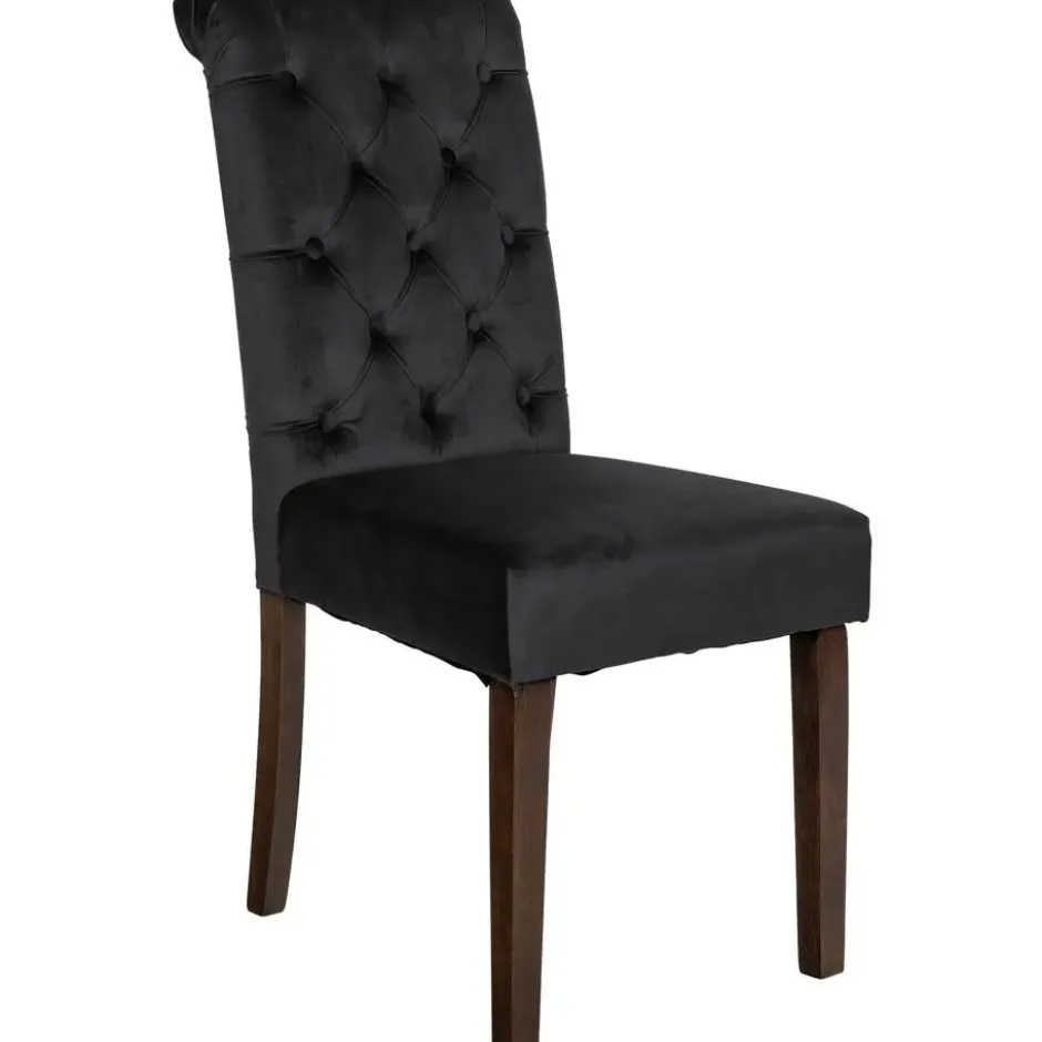 CLP Eetkamerstoel Lisburn walnoot Frame - Fluweel - zwart