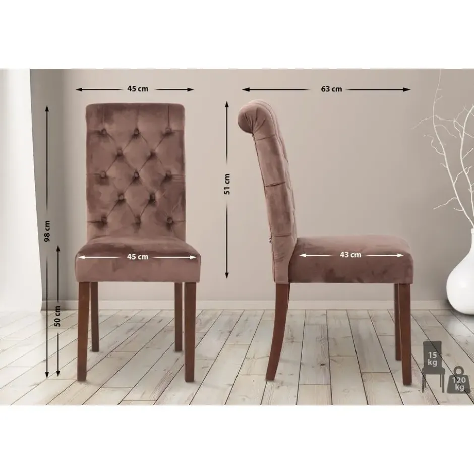 CLP Eetkamerstoel Lisburn walnoot Frame - Fluweel - bruin