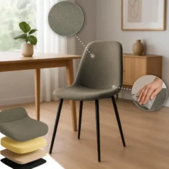 CLP Eetkamerstoel Maryam zwart Frame - Stof - taupe