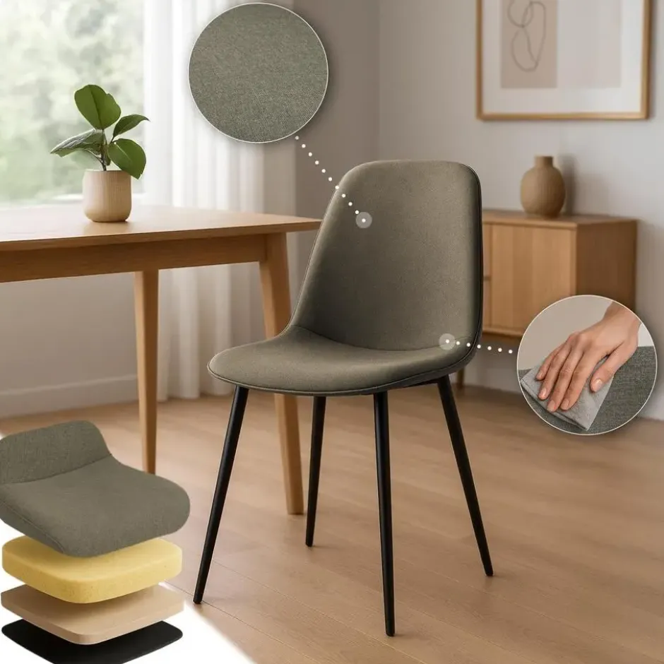 CLP Eetkamerstoel Maryam zwart Frame - Stof - taupe