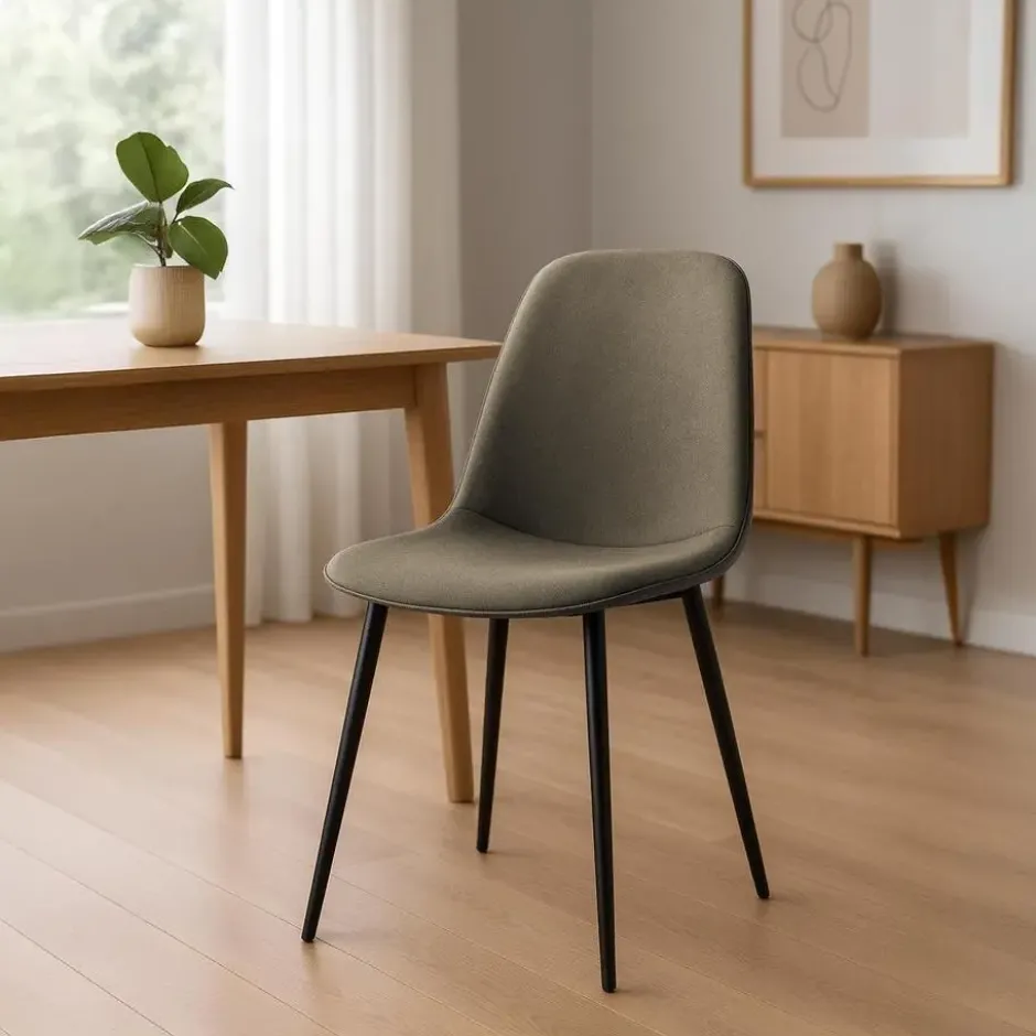 CLP Eetkamerstoel Maryam zwart Frame - Stof - taupe