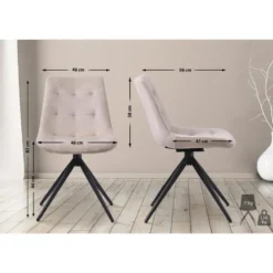 CLP Eetkamerstoel Merna zwart Frame - Fluweel - creme