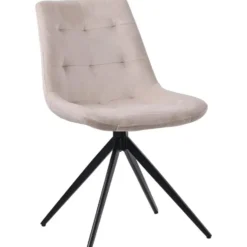 CLP Eetkamerstoel Merna zwart Frame - Fluweel - creme