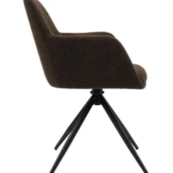 CLP Eetkamerstoel Olema zwart Frame - Stof - bruin