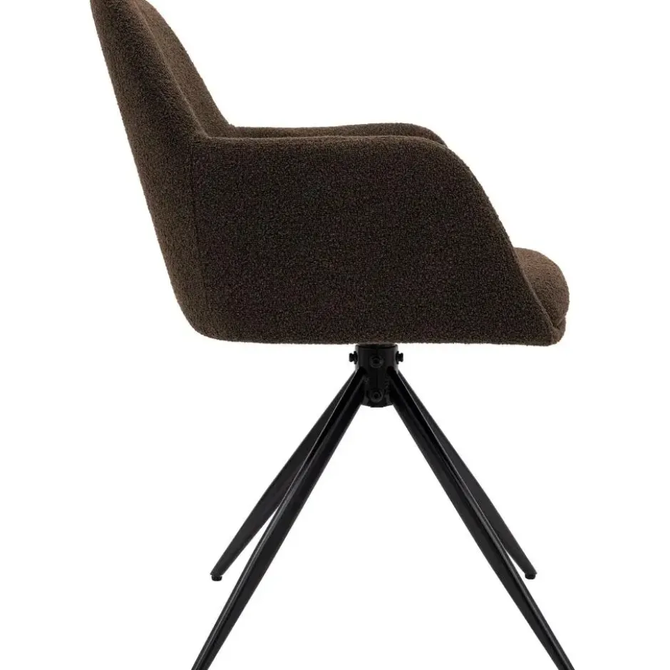 CLP Eetkamerstoel Olema zwart Frame - Stof - bruin