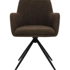 CLP Eetkamerstoel Olema zwart Frame - Stof - bruin
