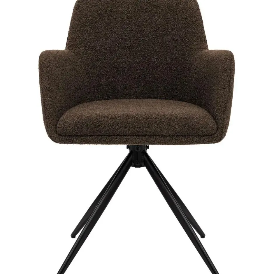 CLP Eetkamerstoel Olema zwart Frame - Stof - bruin
