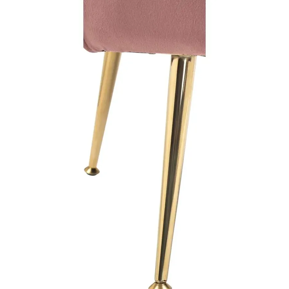 CLP Eetkamerstoel Rosita goud Frame - Fluweel - roze