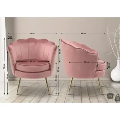 CLP Eetkamerstoel Rosita goud Frame - Fluweel - roze