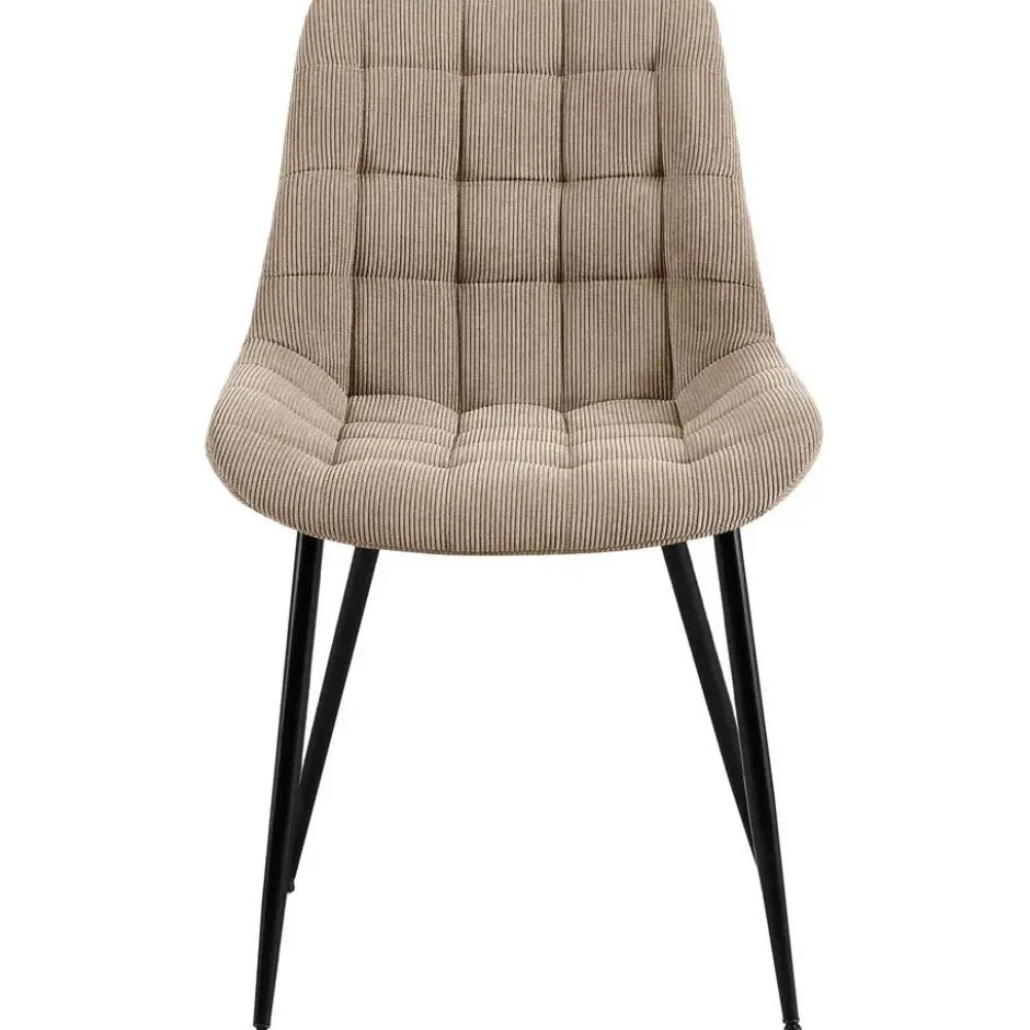 CLP Eetkamerstoel Sardna zwart Frame - Ribstof - taupe