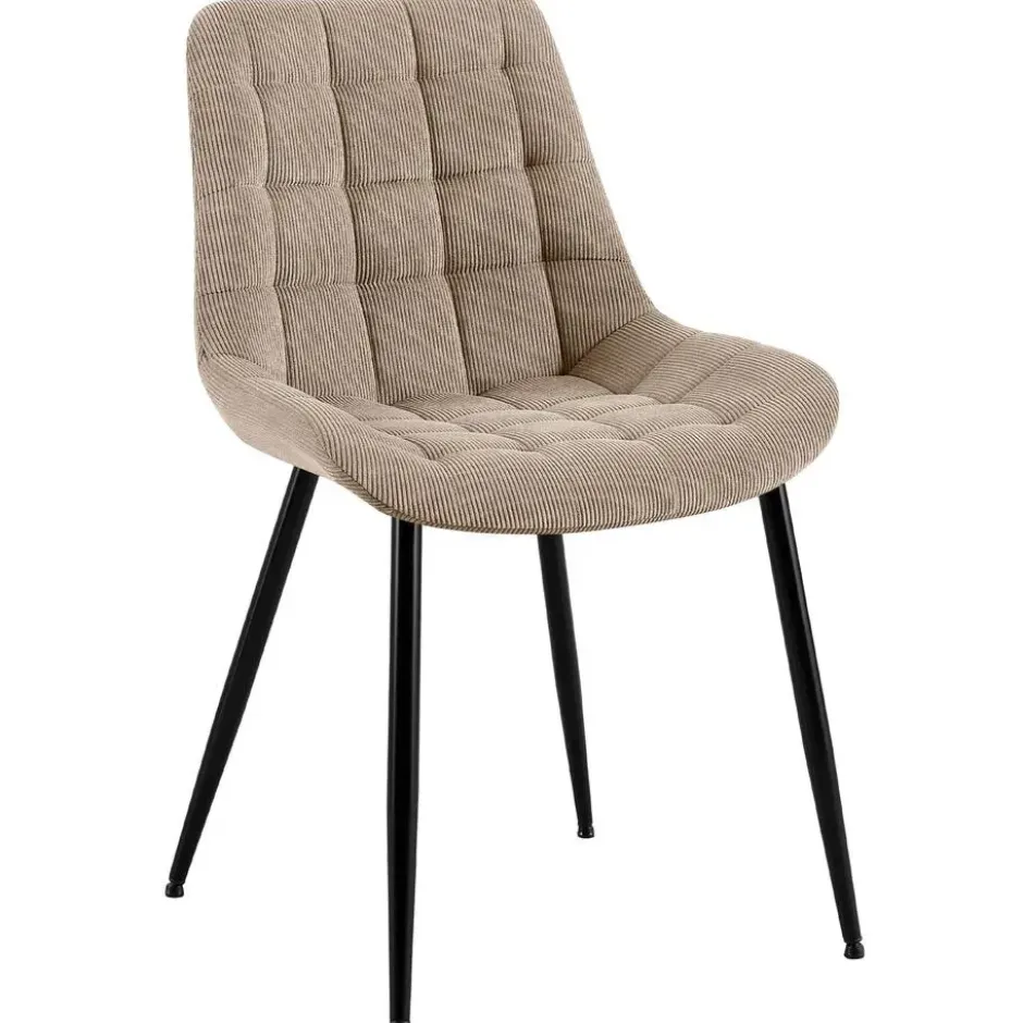 CLP Eetkamerstoel Sardna zwart Frame - Ribstof - taupe